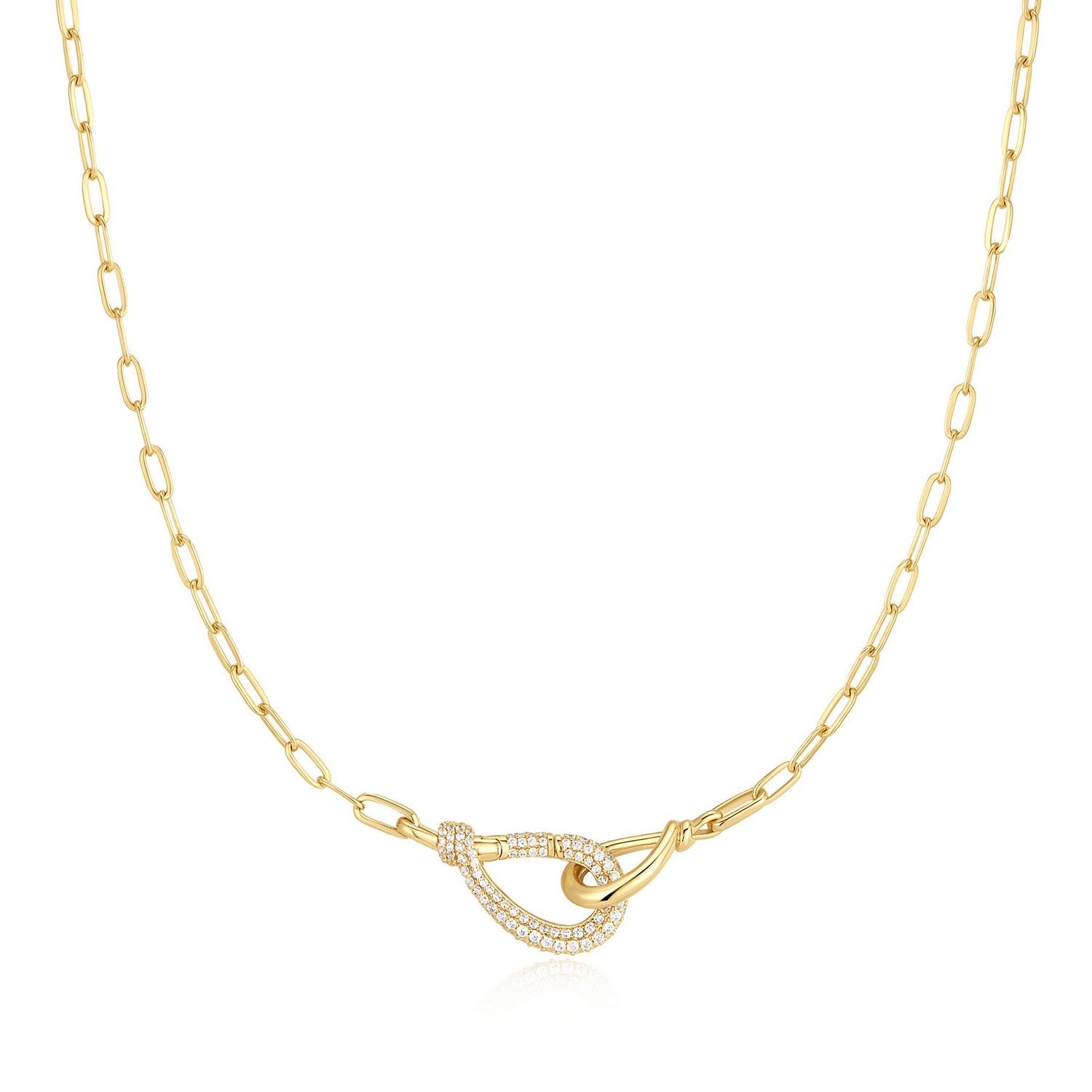 Ania Haie Swan Lake Gold Interlocked Pave & Polished Knot Necklace N077-05G