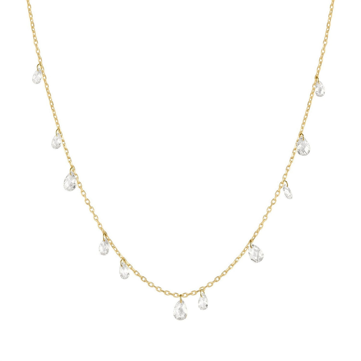 Ania Haie Fluid Light Gold Ethereal Teardrop Dangle Station Necklace N078-01G