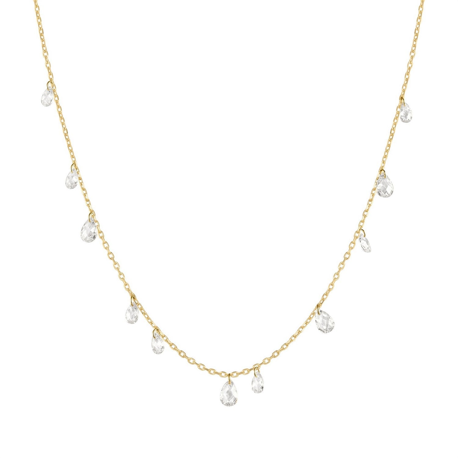 Ania Haie Fluid Light Gold Ethereal Teardrop Dangle Station Necklace N078-01G