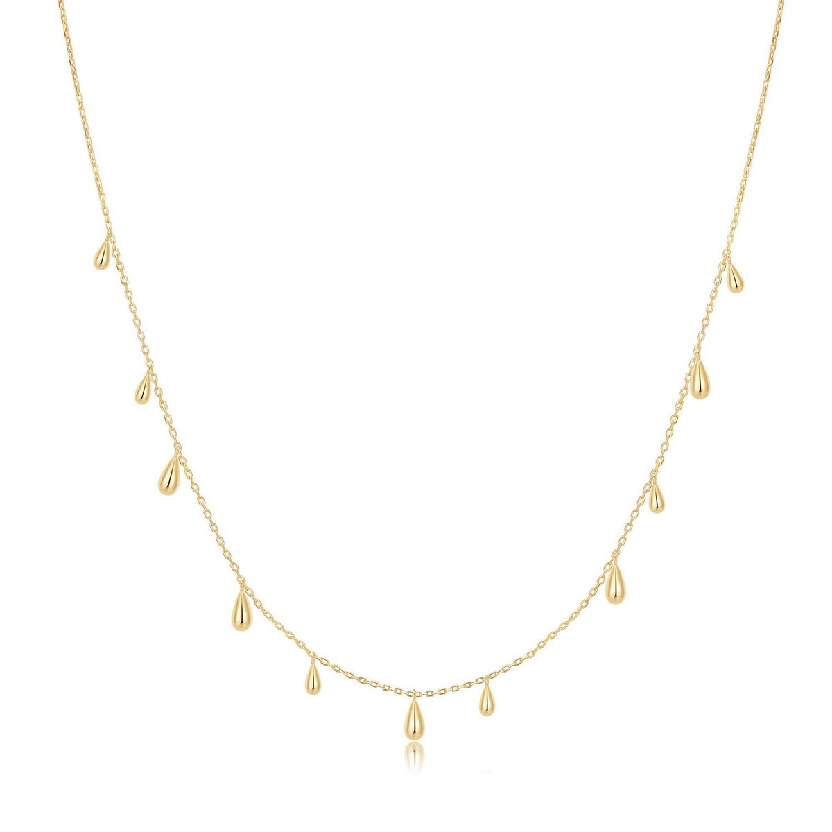 Ania Haie Fluid Light Gold Polished Teardrop Dangle Station Necklace N078-02G