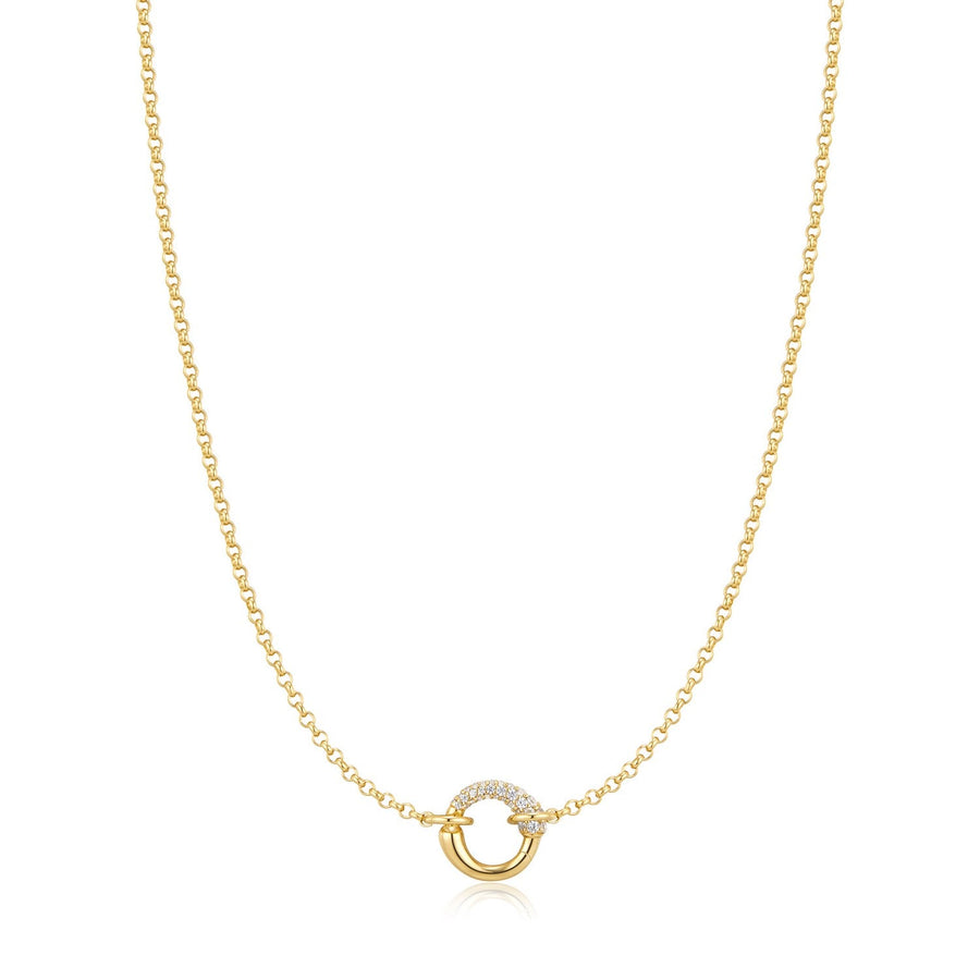 Ania Haie Fluid Light Gold Half Pavé & Polish Hoop Necklace N078-03G