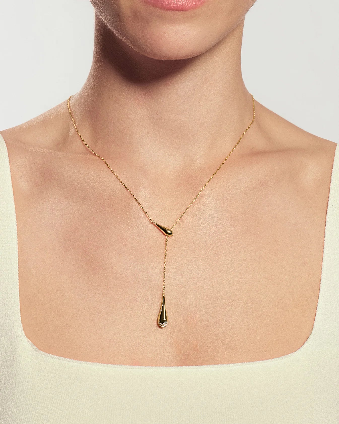 Ania Haie Fluid Light Gold Single-Slide Teardrop Necklace N078-04G