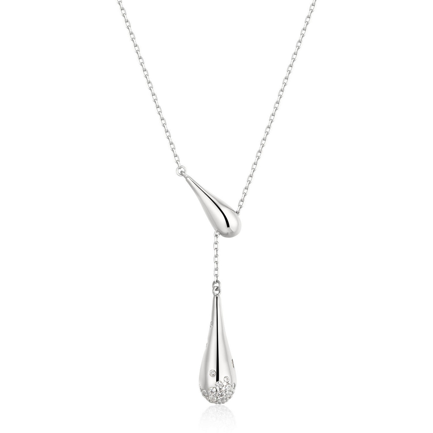 Ania Haie Fluid Light Silver Single-Slide Teardrop Necklace N078-04H