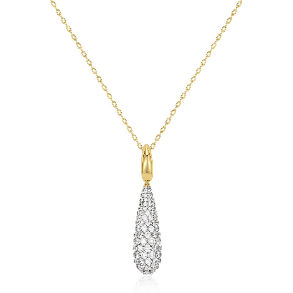 Ania Haie Fluid Light Gold Pave Statement Teardrop Necklace N078-05G