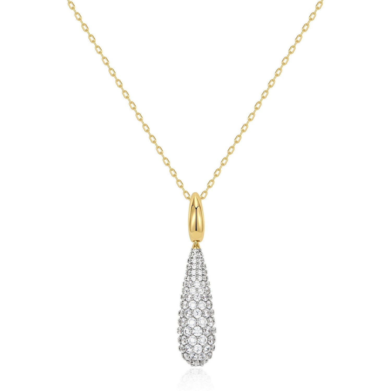 Ania Haie Fluid Light Gold Pave Statement Teardrop Necklace N078-05G
