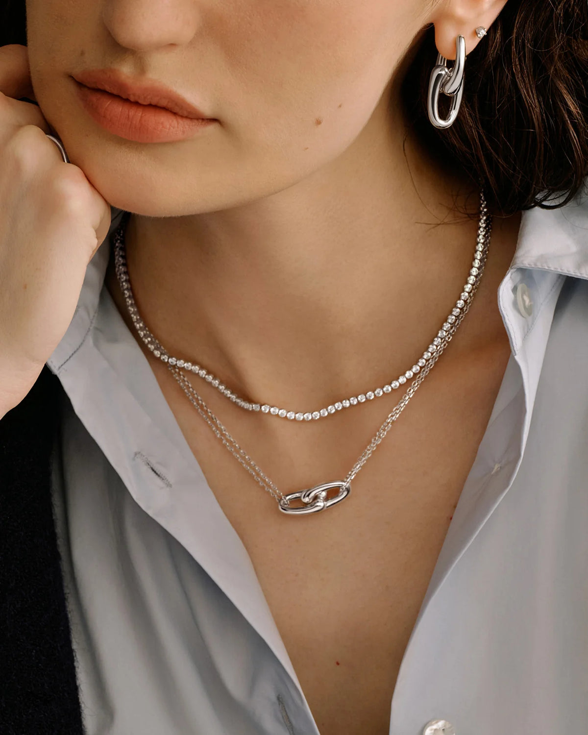 Ania Haie Fluid Light Silver Interlocked Necklace N078-07H