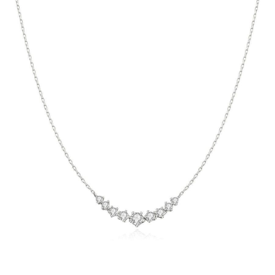 Ania Haie Fairy Dust Silver Graduated Pave Arc Necklace N079-02H
