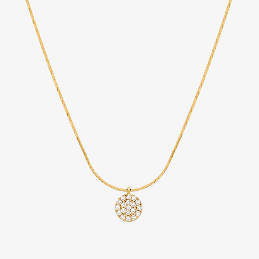 Circle pendant silk necklace