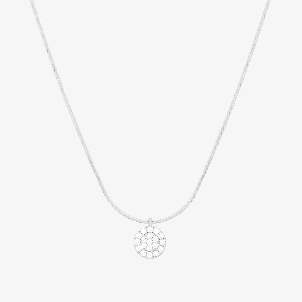 Circle pendant silk necklace