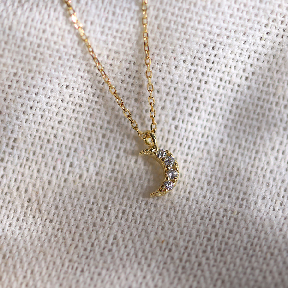 Cubic crescent moon pendant necklace-0