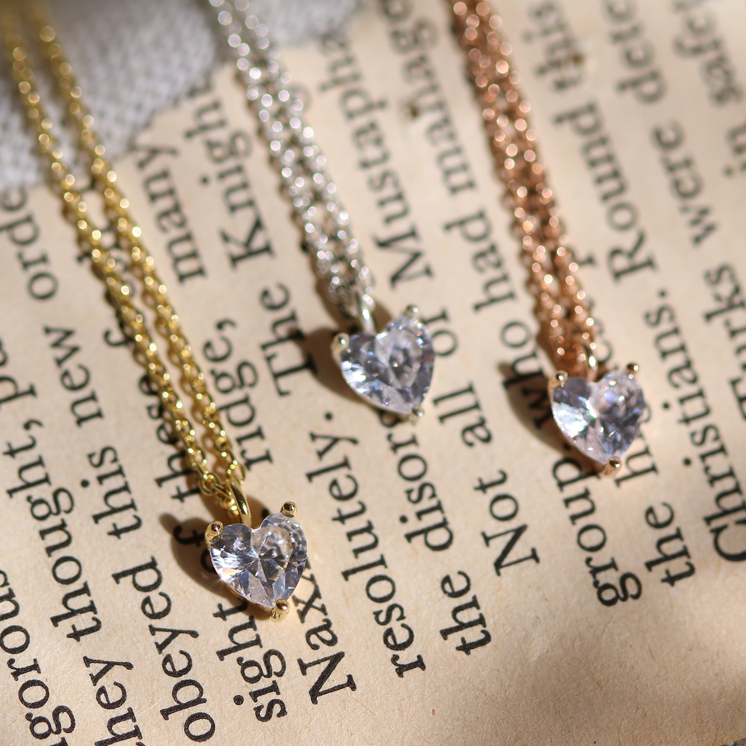 Plain heart cubic pendant necklace-0