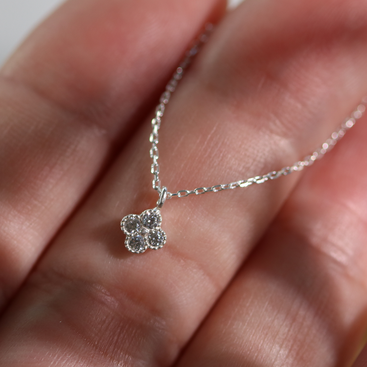 Clover cubic pendant necklace-3