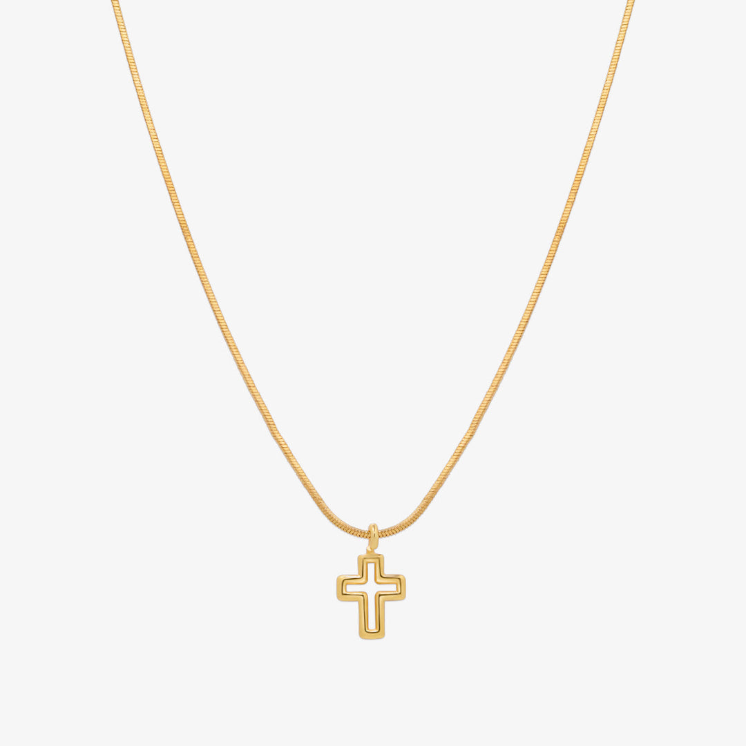 Line cross pendant necklace-0