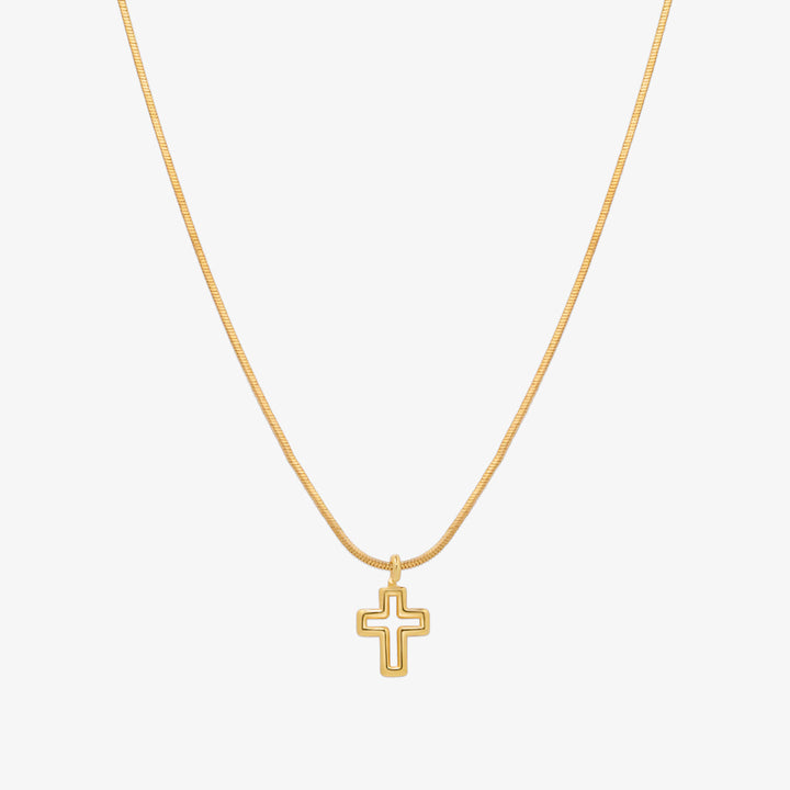Line cross pendant necklace-0