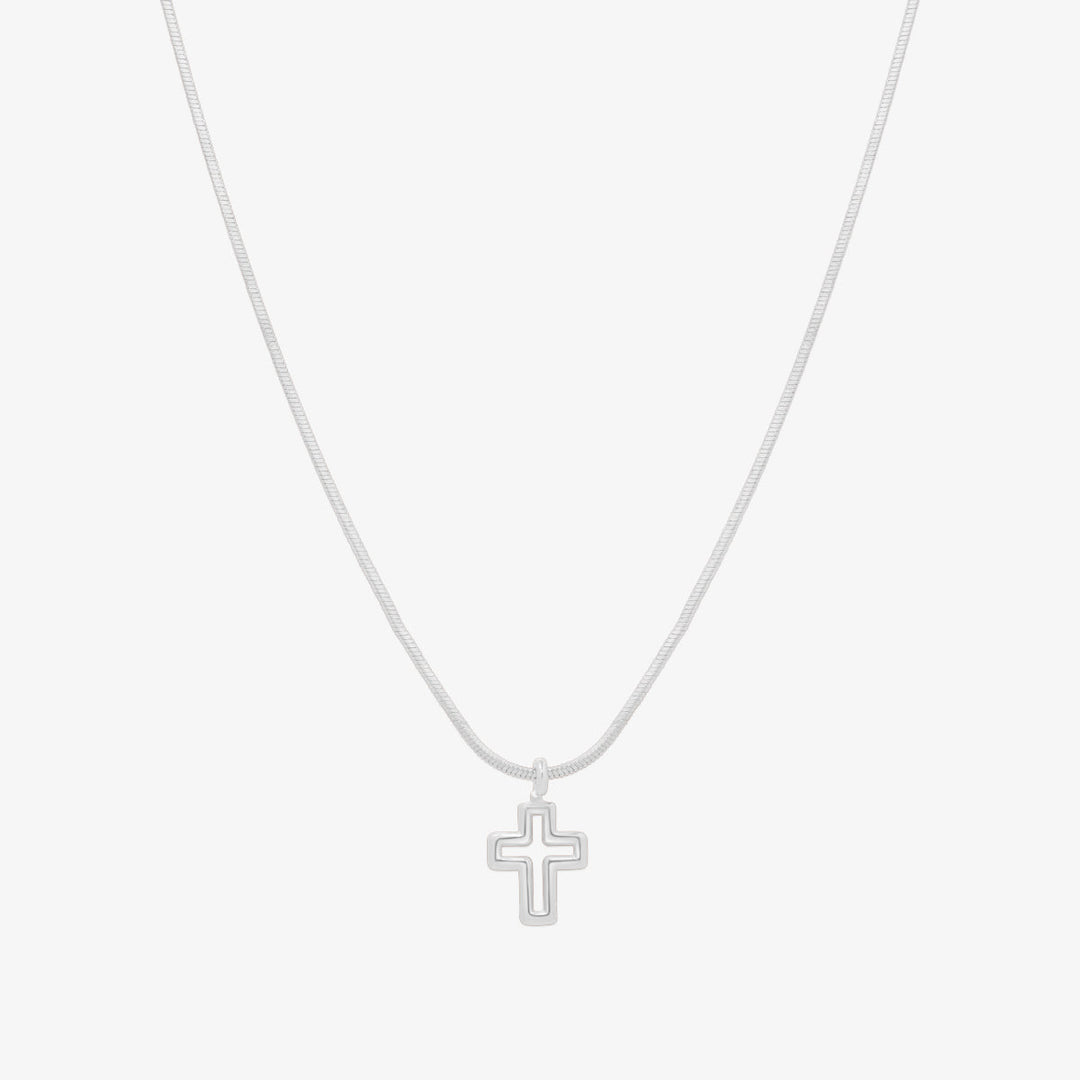 Line cross pendant necklace-1