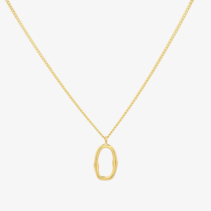 Line oval pendant necklace-0