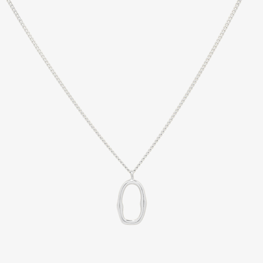 Line oval pendant necklace-3
