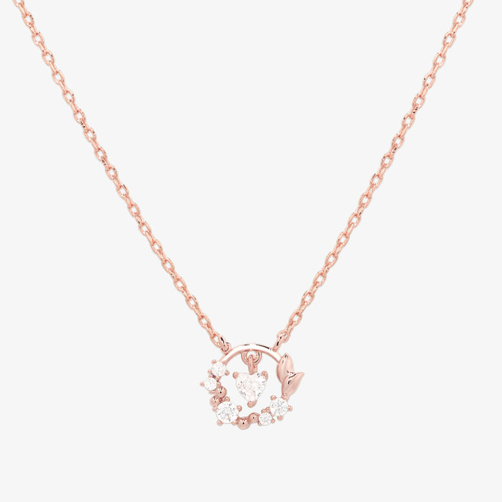 Cubic heart leaf necklace-5