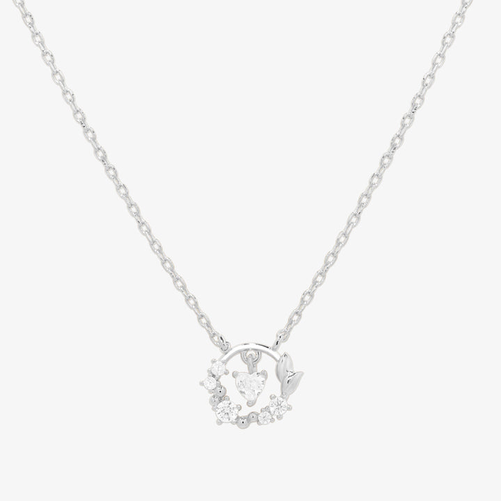 Cubic heart leaf necklace-4