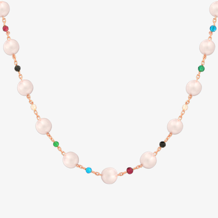Rainbow pearl beads necklace-5