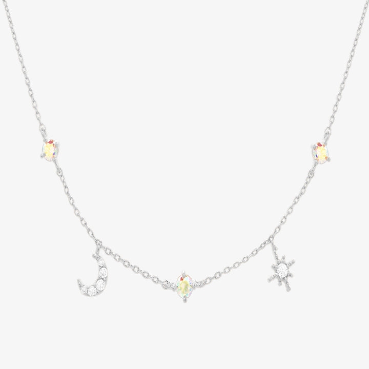 Smoked topaz cubic moon star necklace-4