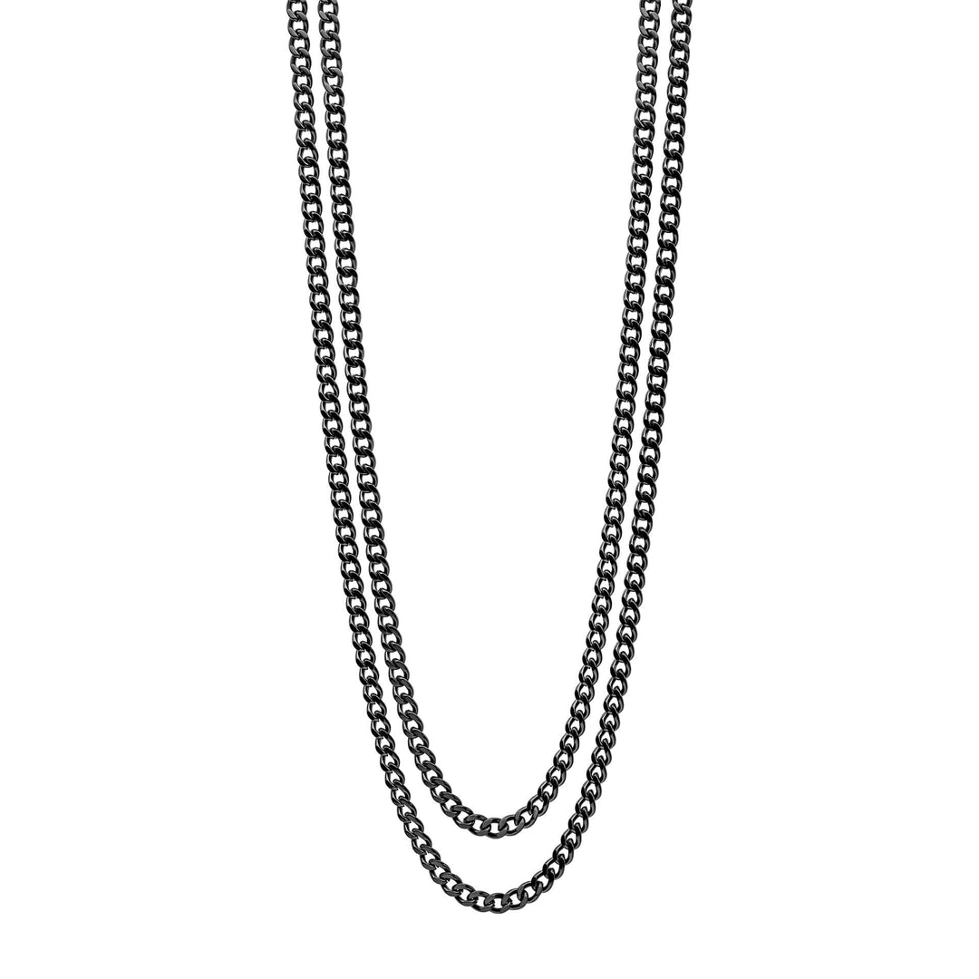 50-55cm Double Chain Stainless Steel Gun Matte Necklace N4649