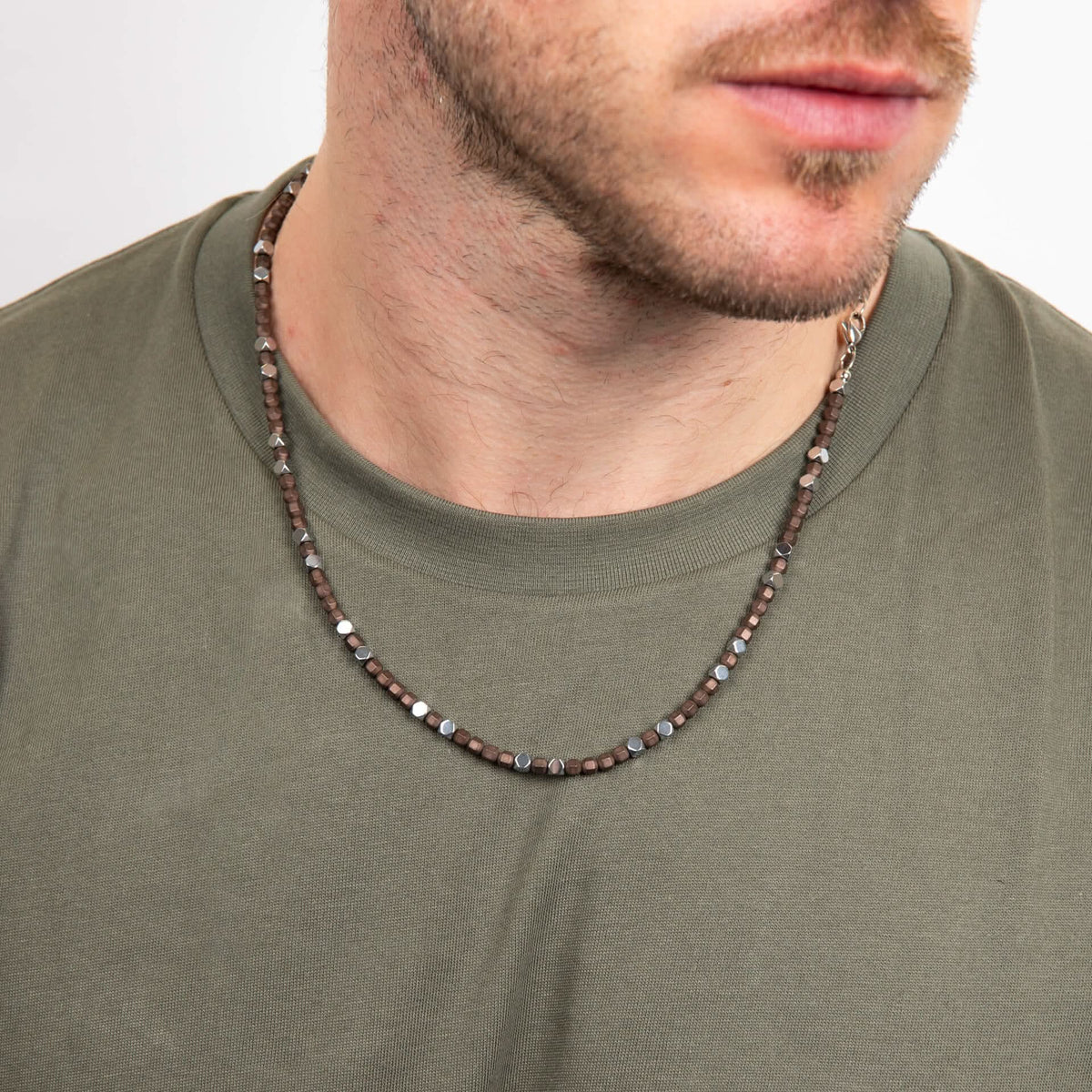 55cm Hematite Brown Matte Bead Adjustable Necklace N4650Y