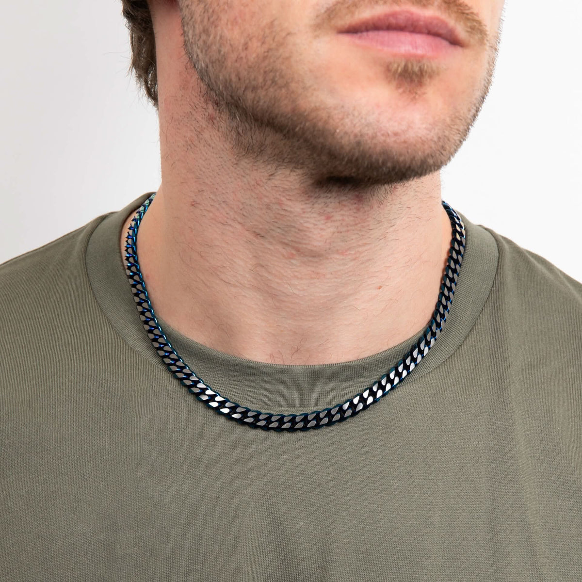 50cm Stainless Steel With Blue Ip Necklace N4652B
