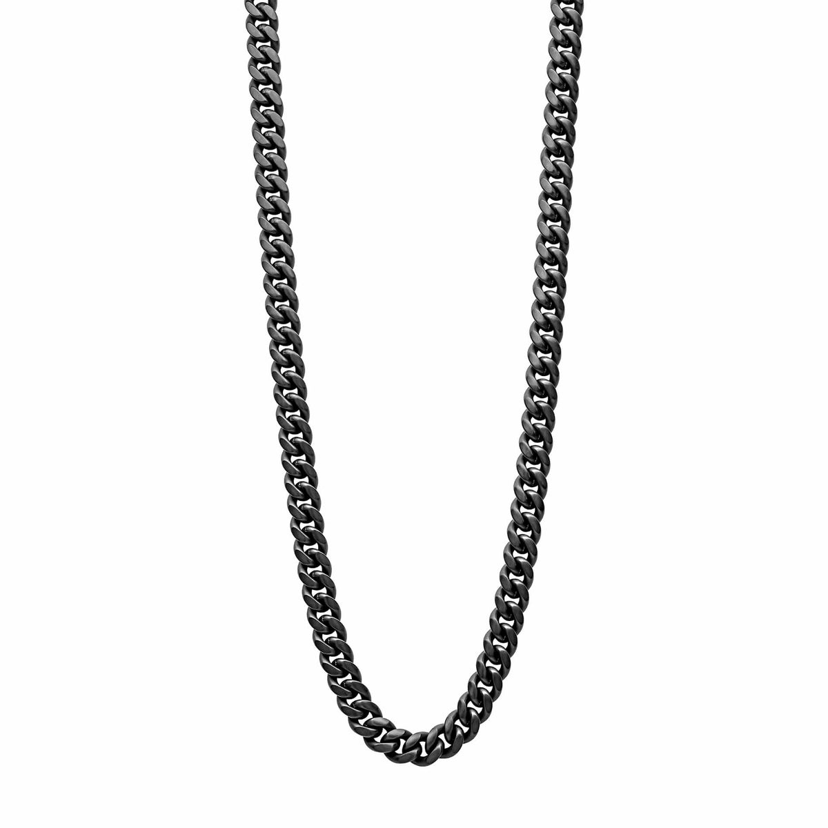 50cm Stainless Steel Black Brushed Curb Chain Necklace N4653B