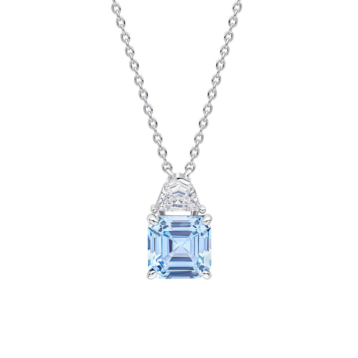 Diamonfire Square Cut Aquamarine Blue Cubic Zirconia Necklace N4660