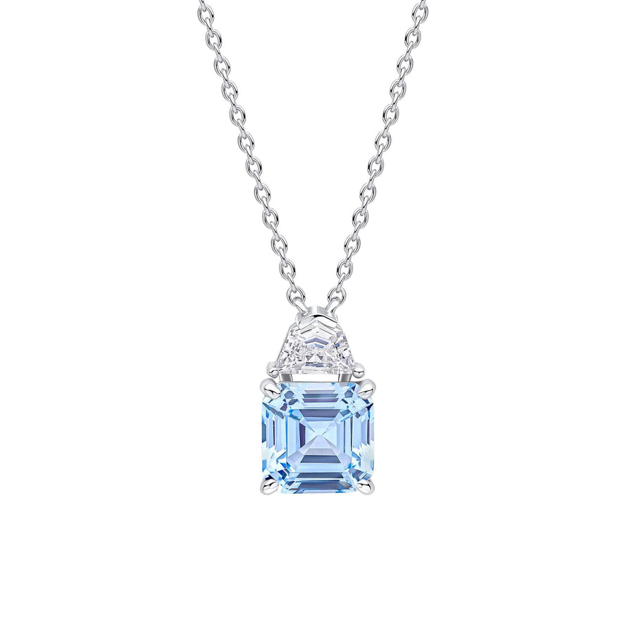 Diamonfire Square Cut Aquamarine Blue Cubic Zirconia Necklace N4660