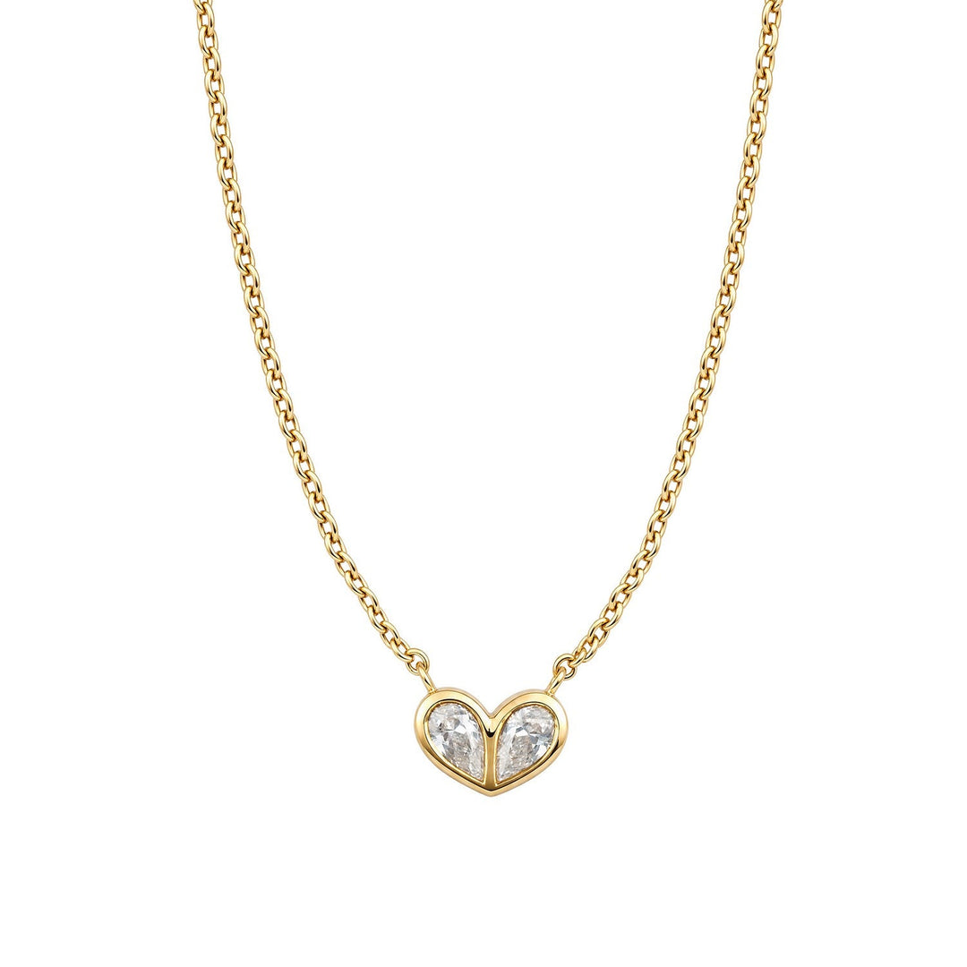 Beginnings Sterling Silver Gold Cubic Zirconia Necklace N4782C