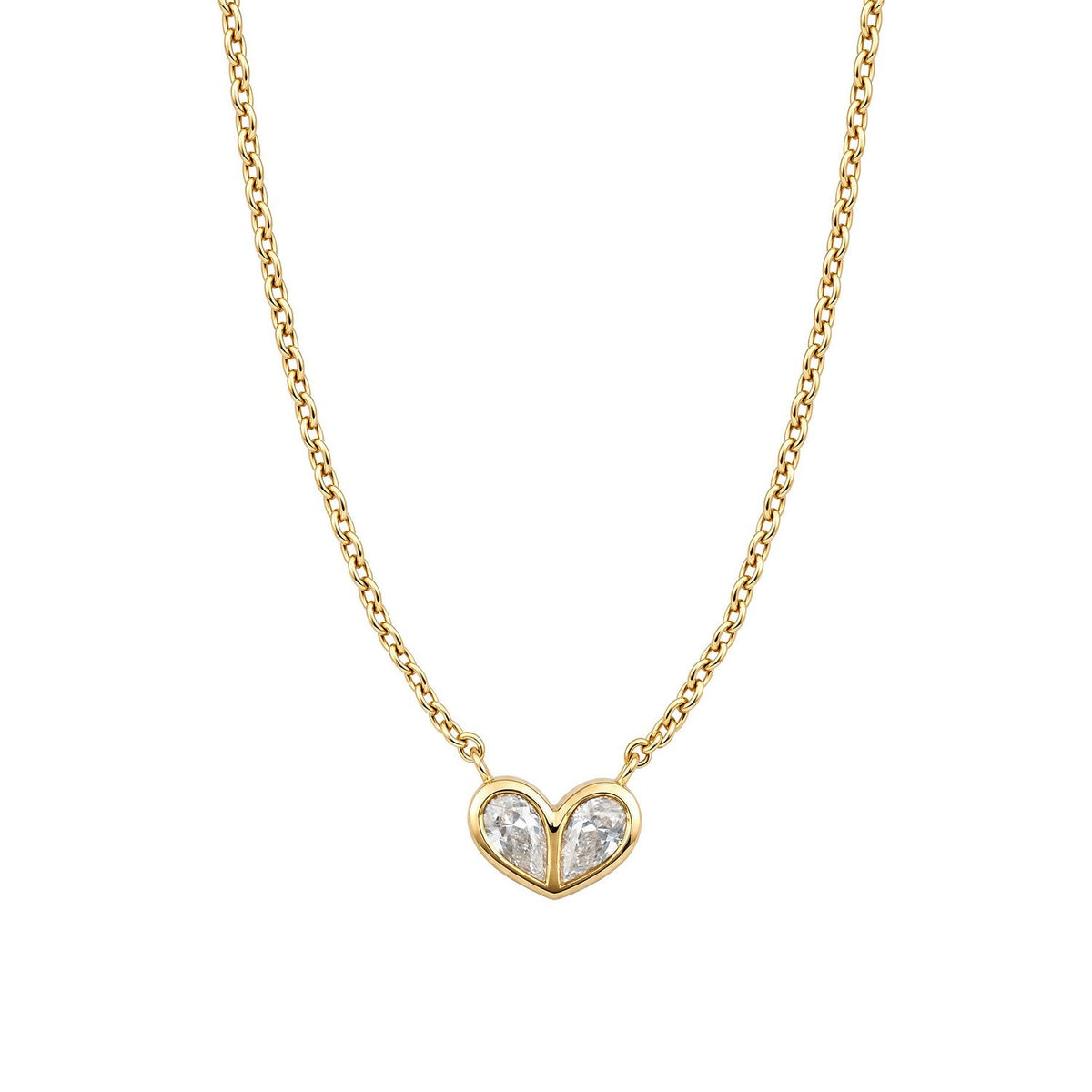 Beginnings Sterling Silver Gold Cubic Zirconia Necklace N4782C