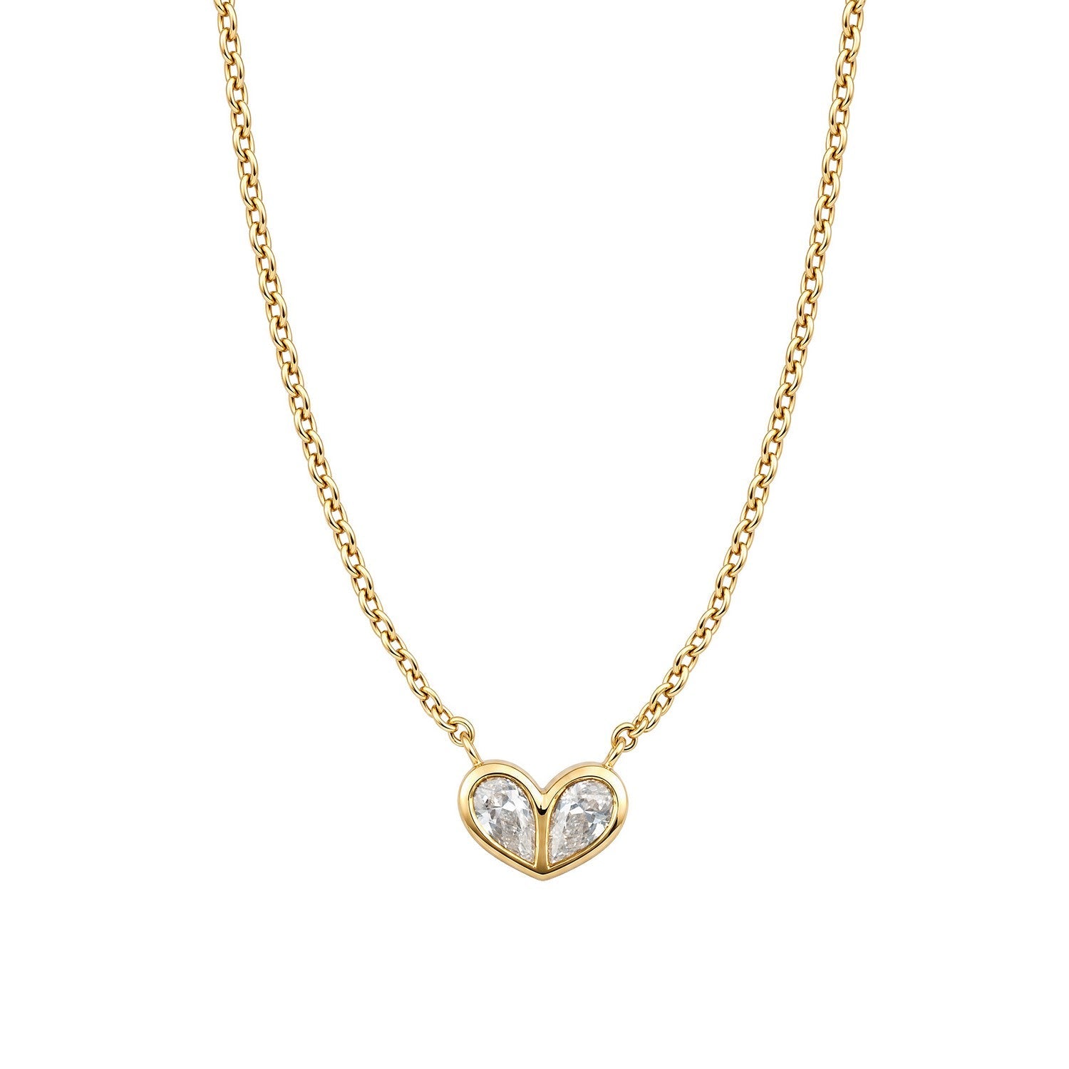 Beginnings Sterling Silver Gold Cubic Zirconia Necklace N4782C