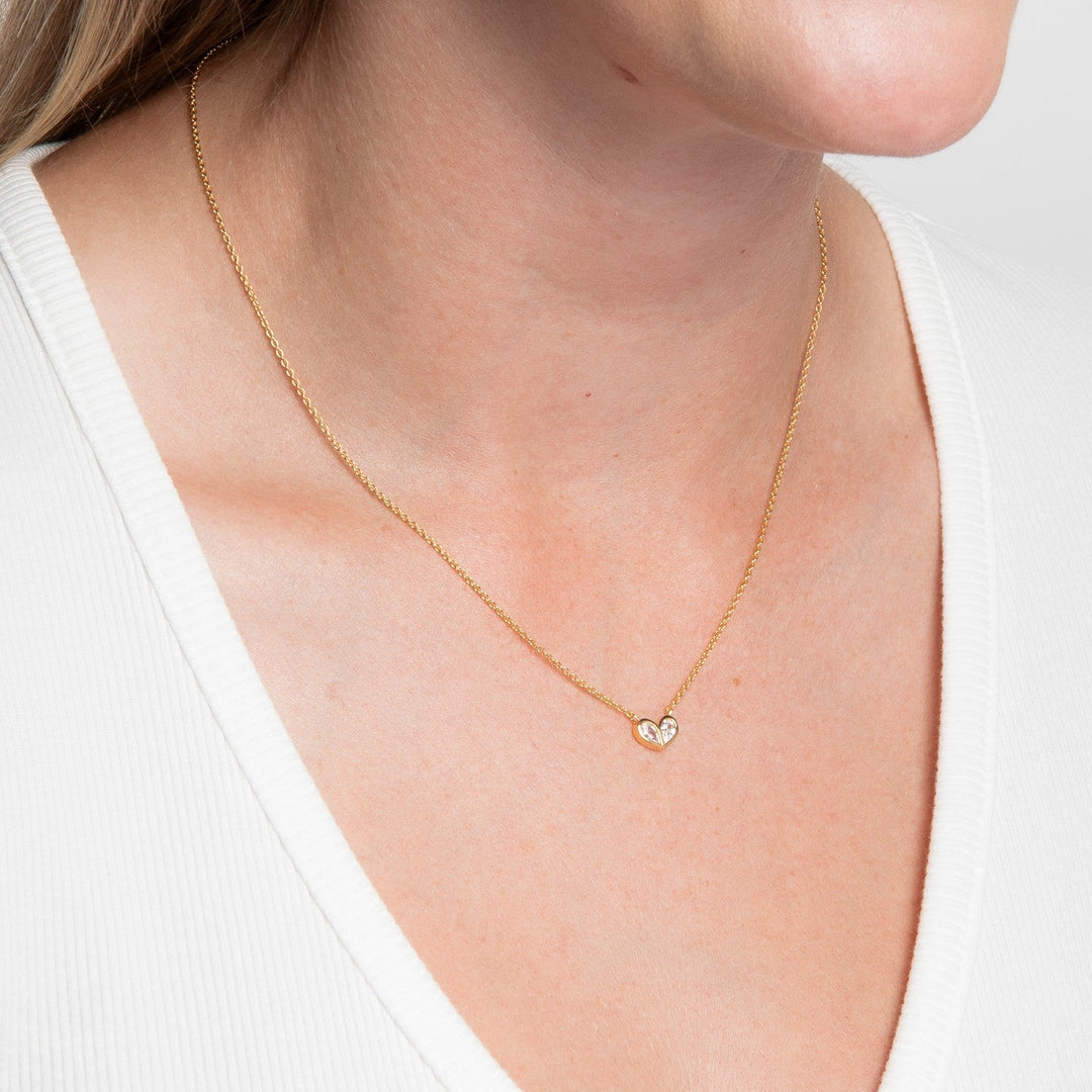 Beginnings Sterling Silver Gold Cubic Zirconia Necklace N4782C