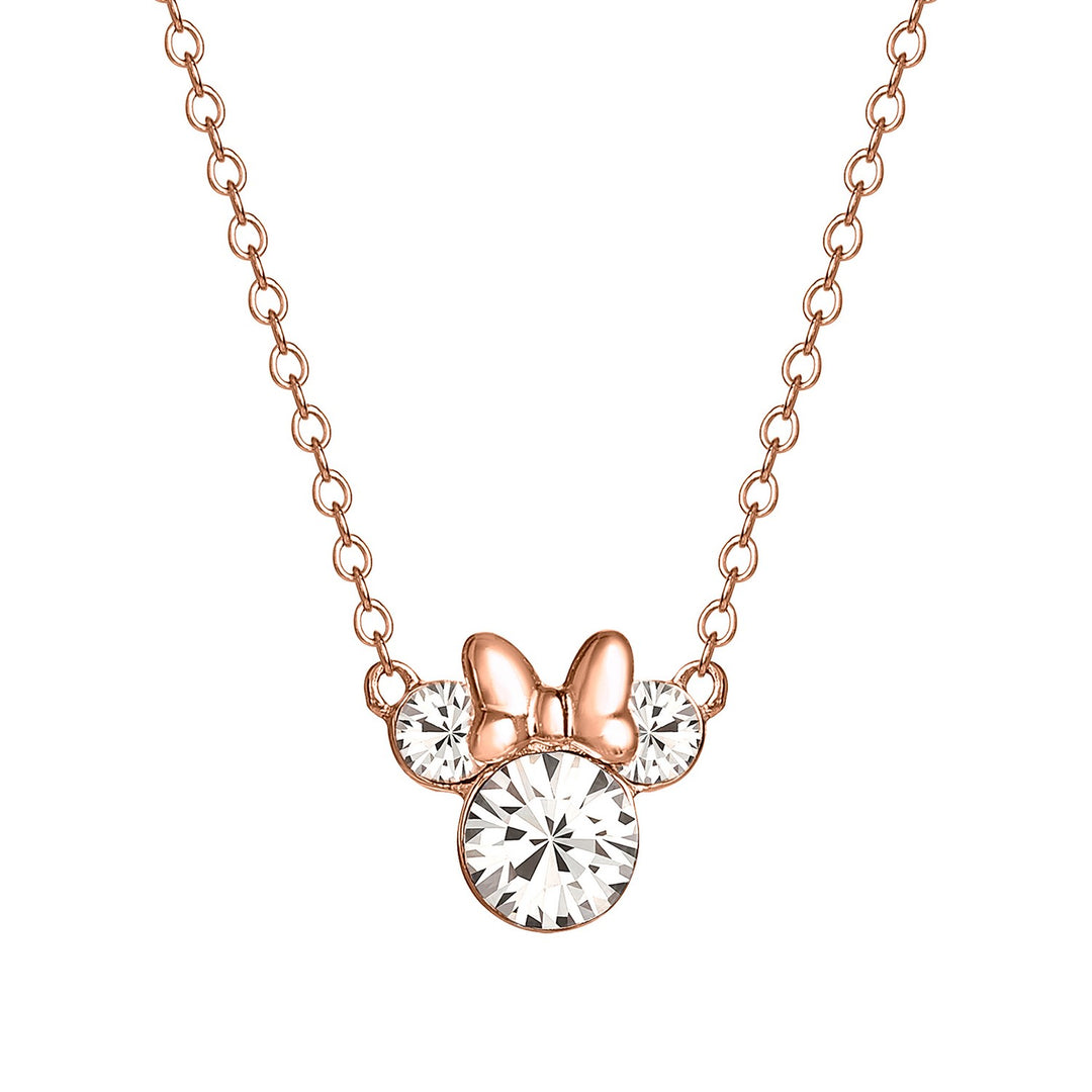 Silver 16" Clear Crystal Minnie Necklace N902302PRWL-16.PH