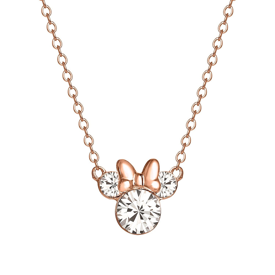 Disney Mickey & Minnie Sterling Silver 925 Pk Plt 16" Clear Crystal Necklace N902302PRWL-16.PH