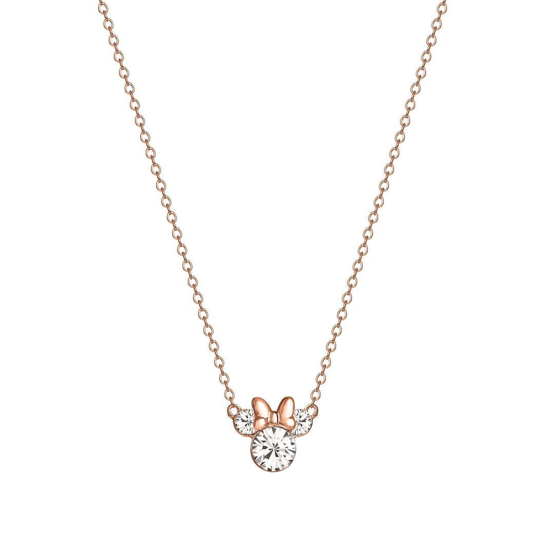 Disney Mickey & Minnie Sterling Silver 925 Pk Plt 16" Clear Crystal Necklace N902302PRWL-16.PH