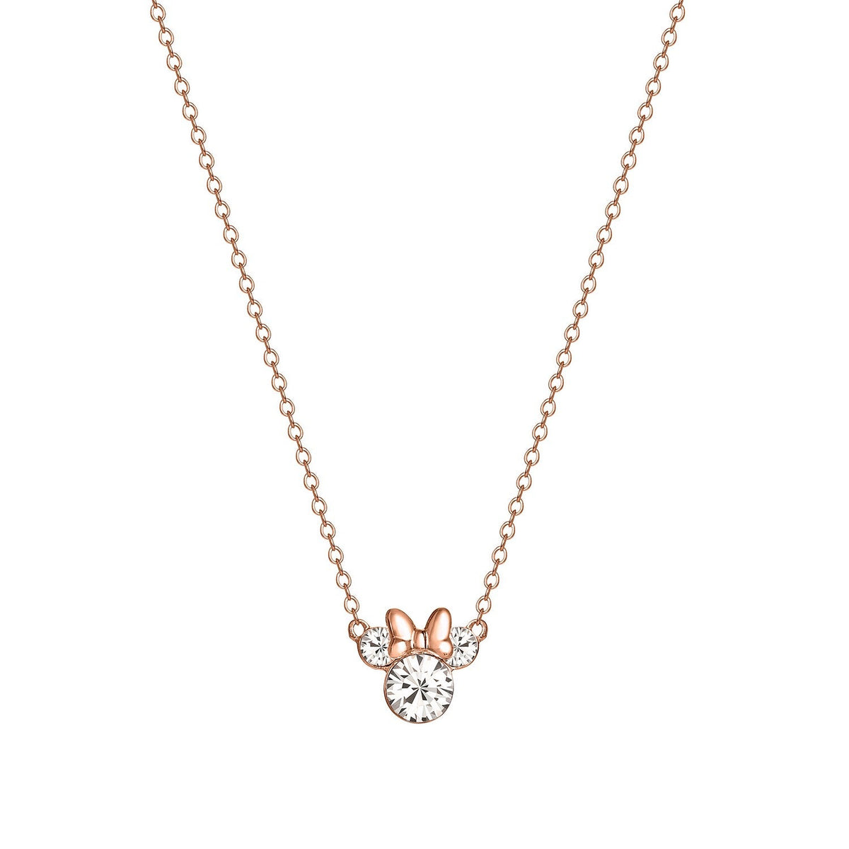 Disney Mickey & Minnie Sterling Silver 925 Pk Plt 16" Clear Crystal Necklace N902302PRWL-16.PH