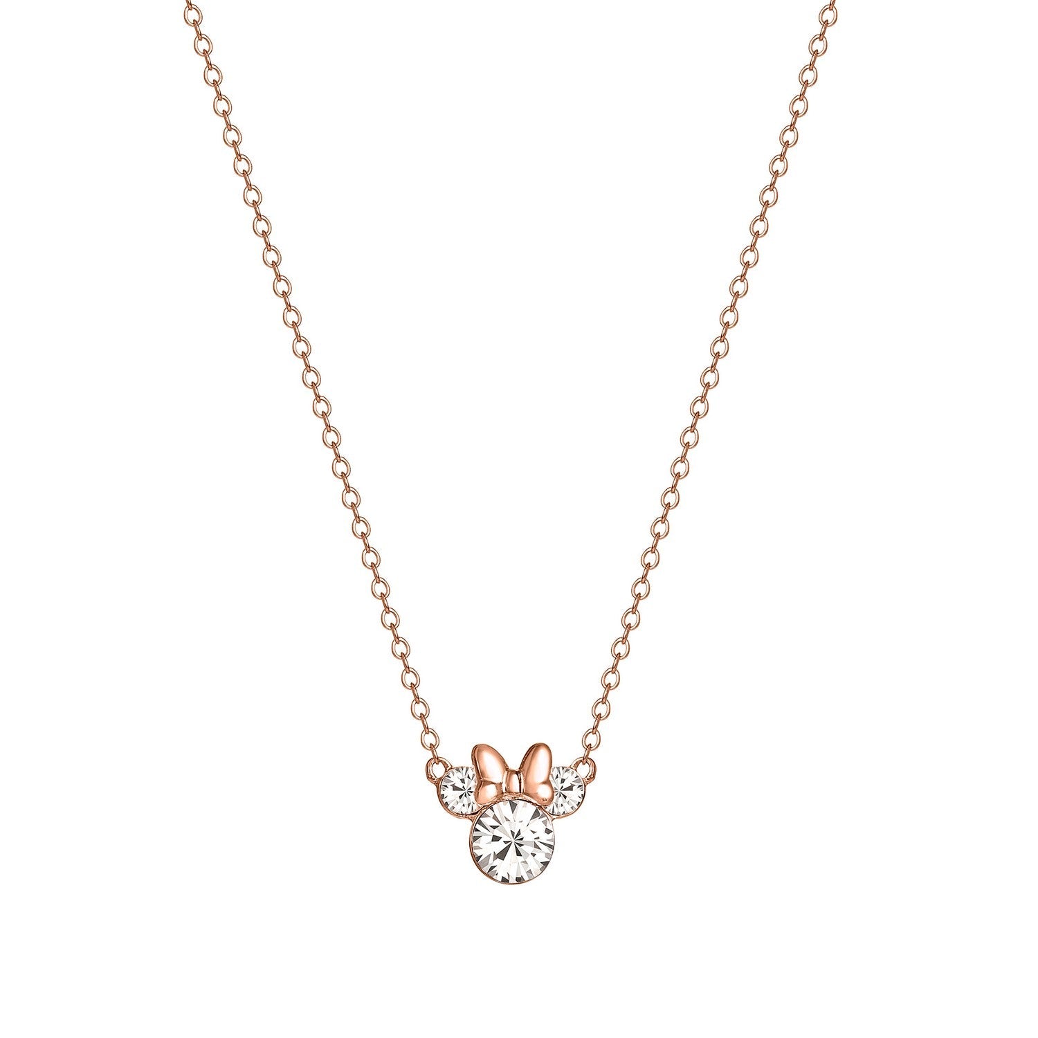 Disney Mickey & Minnie Sterling Silver 925 Pk Plt 16" Clear Crystal Necklace N902302PRWL-16.PH