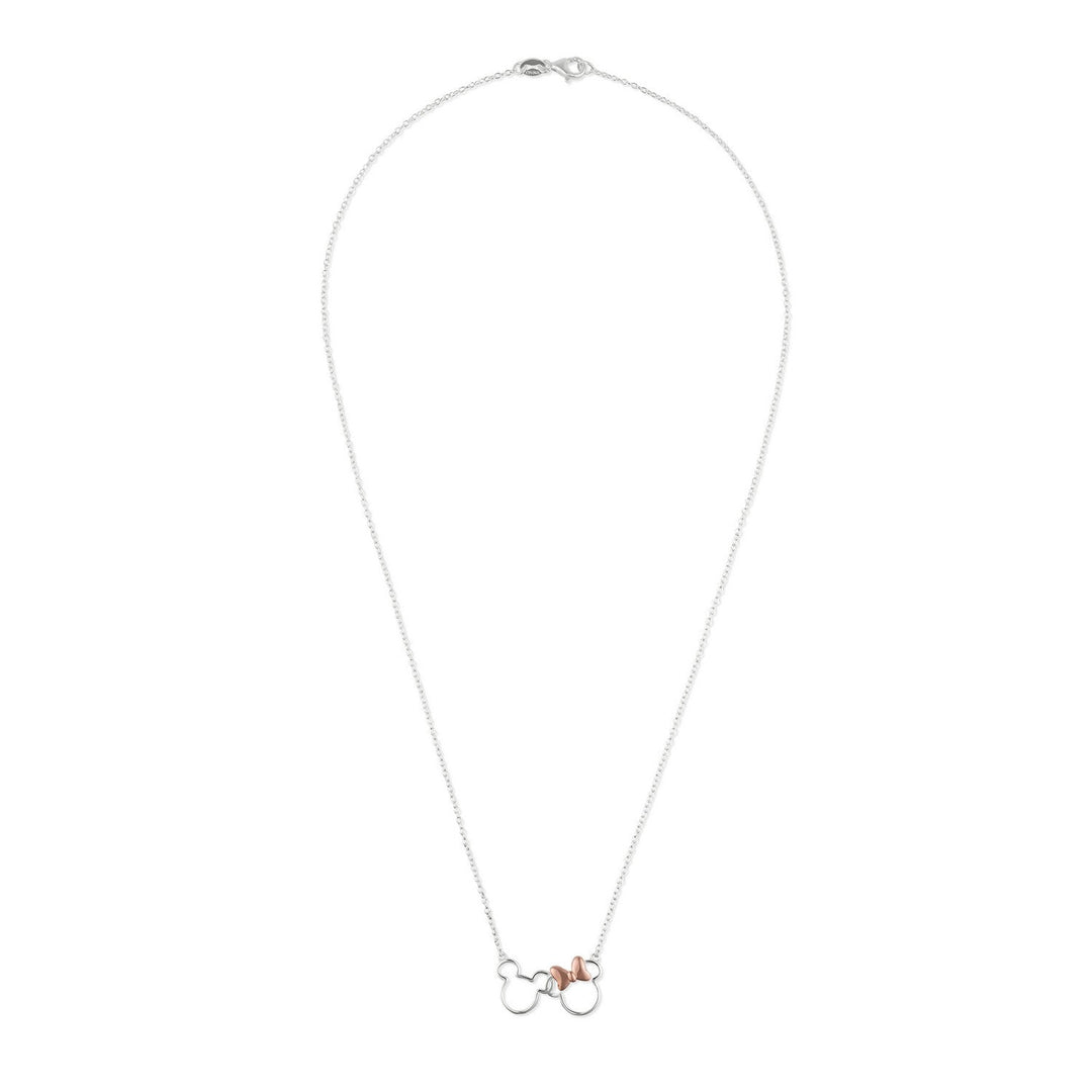 Disney Mickey & Minnie Sterling Silver 925 Tt Plt 18" Necklace N902594TL-18.PH