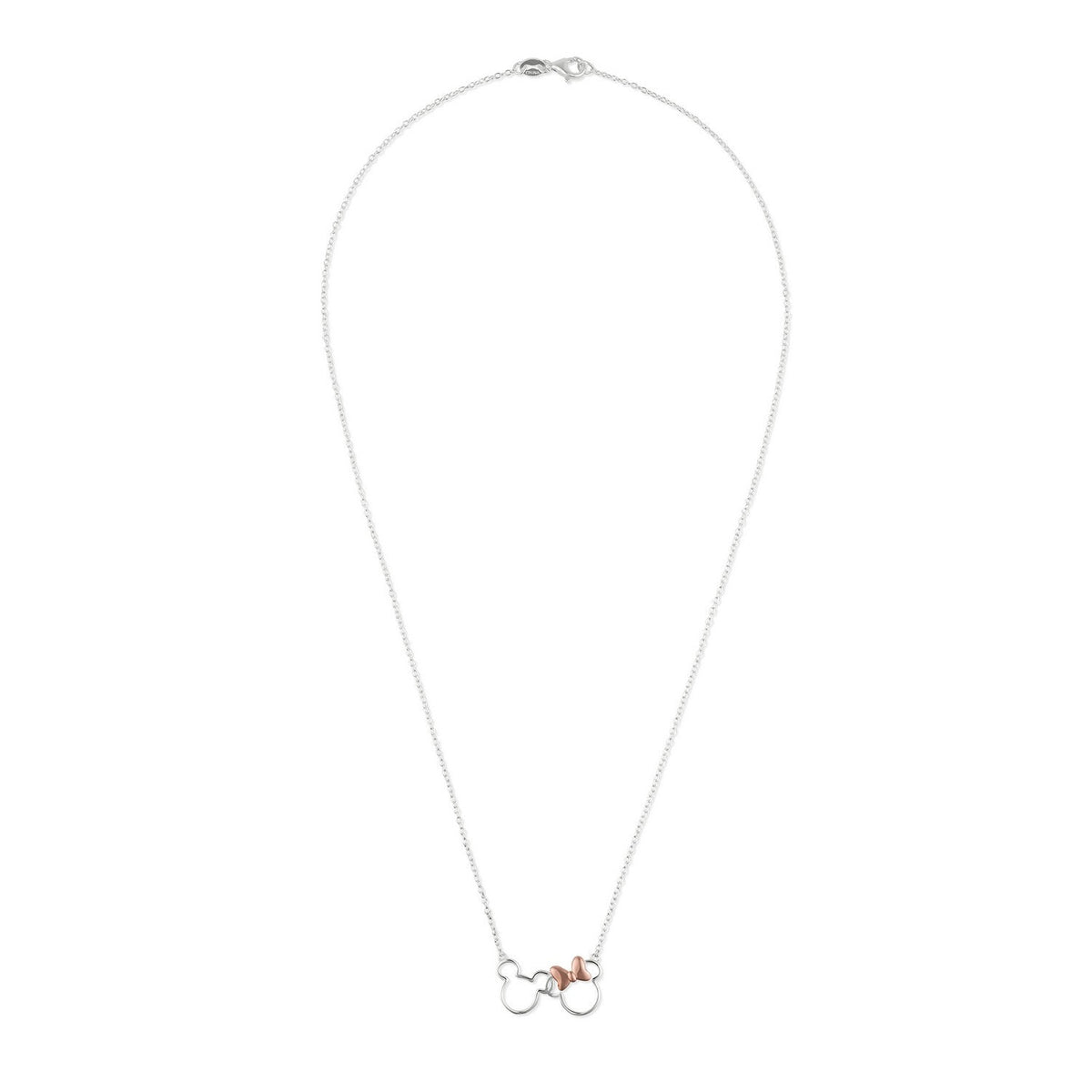 Disney Mickey & Minnie Sterling Silver 925 Tt Plt 18" Necklace N902594TL-18.PH