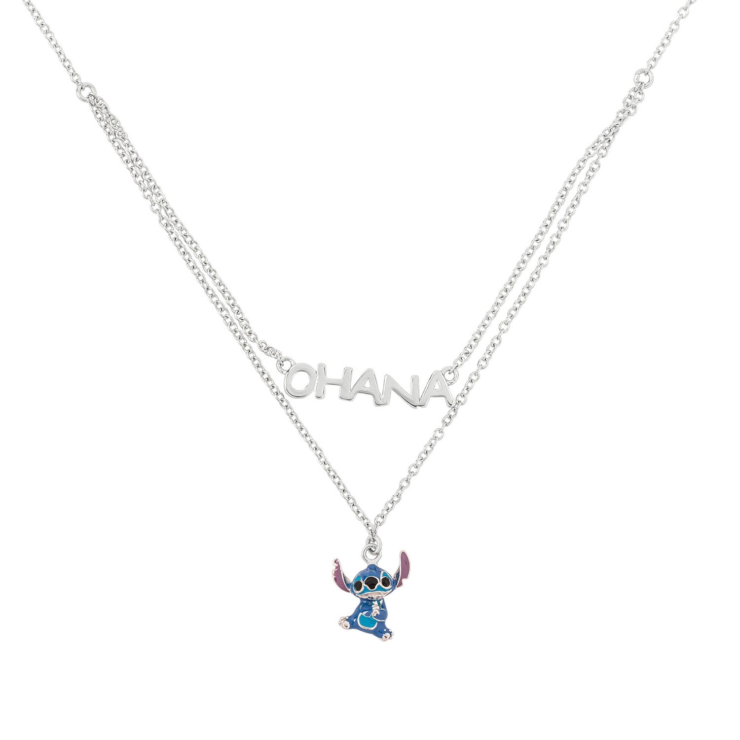 Disney Sterling Silver 925 Stitch Ohana Layered Necklace N903632RRHL-17.PH