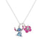 Disney Sterling Silver 925 18" Stitch And Flower Charm Necklace N905407SRML-18.PH