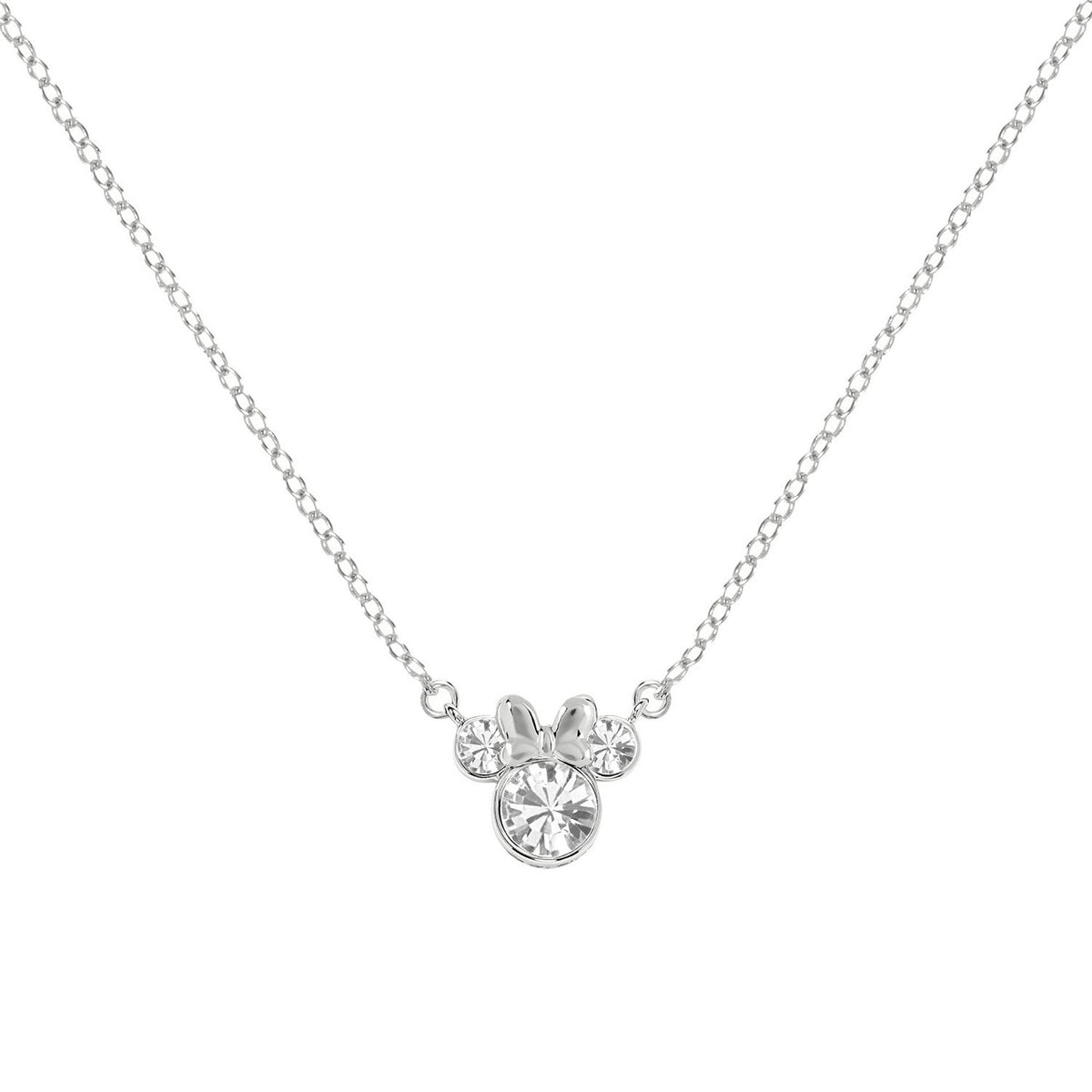Disney Mickey & Minnie Sterling Silver 925 16" Mouse April Cz Necklace N905424SAPRL-16.PH