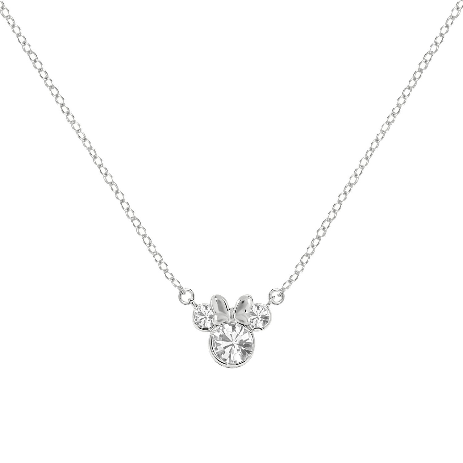 Disney Mickey & Minnie Sterling Silver 925 16" Mouse April Cz Necklace N905424SAPRL-16.PH