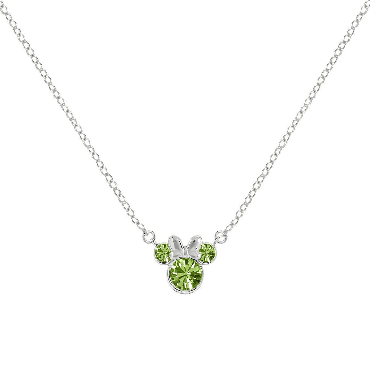 Disney Mickey &amp; Minnie Sterling Silver 925 16" Mouse August Cz Necklace N905424SAUGL-16.PH