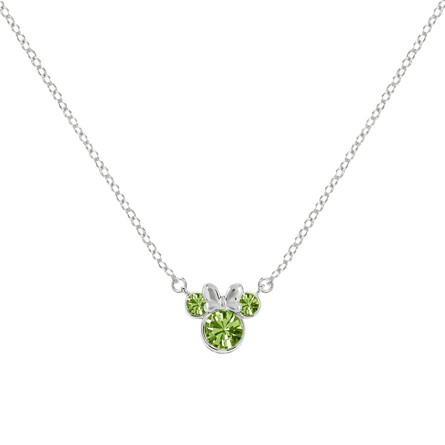 Disney Mickey & Minnie Sterling Silver 16" Mouse August Zirconia Necklace N905424SAUGL-16 PH