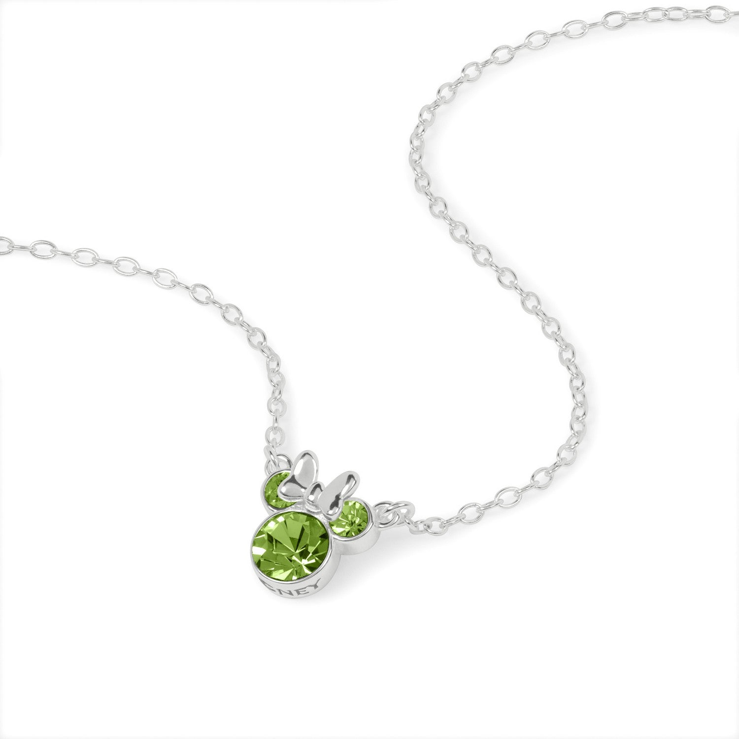 Disney Mickey & Minnie Sterling Silver 925 16" Mouse August Cz Necklace N905424SAUGL-16.PH