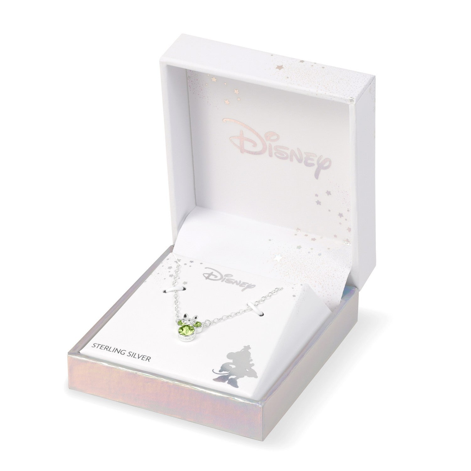 Disney Mickey & Minnie Sterling Silver 925 16" Mouse August Cz Necklace N905424SAUGL-16.PH